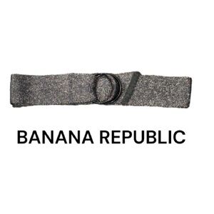 Authentic Banana Republic designer wide silver gunmetal shimmer mesh belt sz S/M